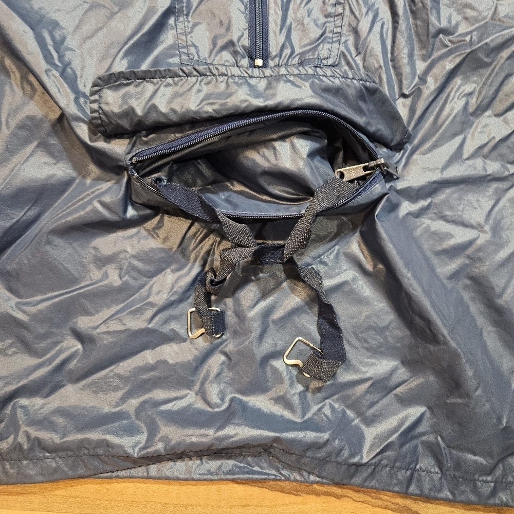 Vintage Izod Lacoste Windbreaker Jacket L Navy Hooded Anorak Packable - Picture 9 of 9